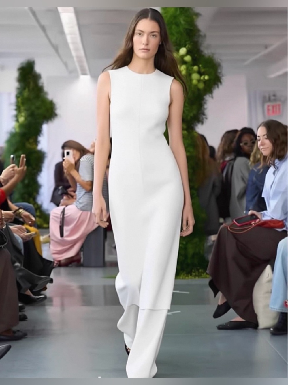 Tibi Viscose Plisse Sleeveless Bias Dress